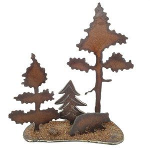 3D Northwoods Rustic Bear Woodland Art Metal Cabin